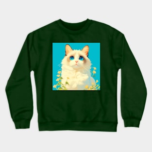 Blossom Gazer: Ragdoll Amidst Blooms Crewneck Sweatshirt